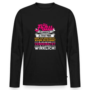 Die Frau Des Dirigenten - Männer Premium Bio Langarmshirt - Schwarz - Vorne - Nico (187cm)