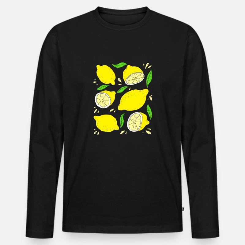 Spritzige saure Zitronen - Männer Premium Bio Langarmshirt - Schwarz