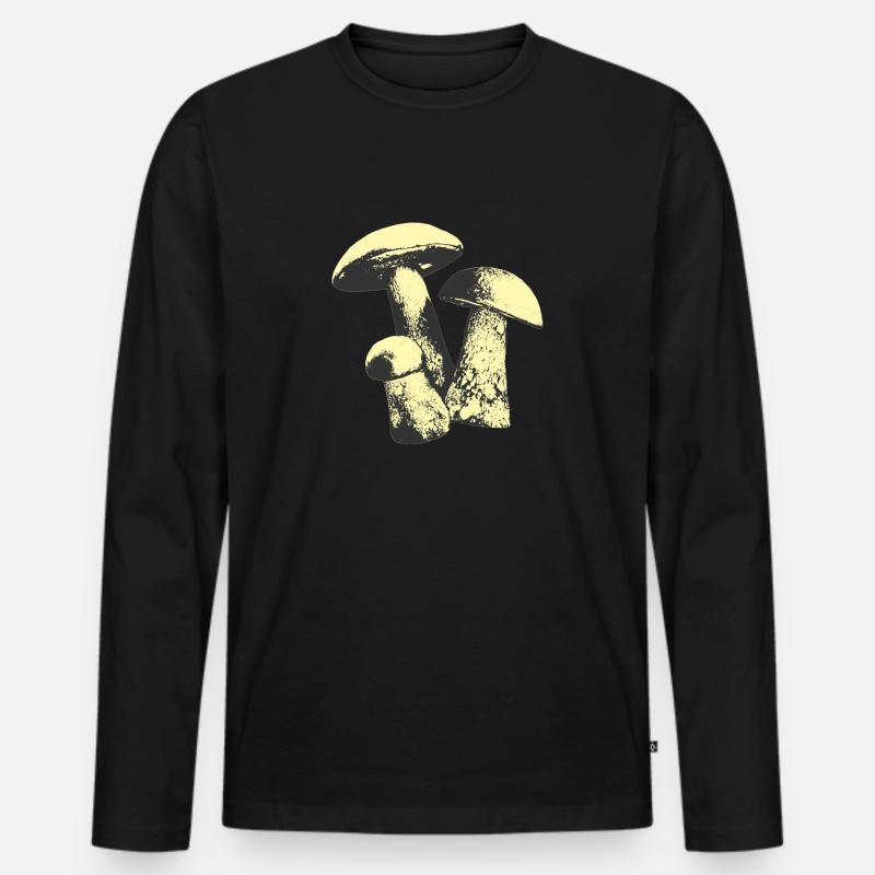 Weinlese-Pilz - Männer Premium Bio Langarmshirt - Schwarz