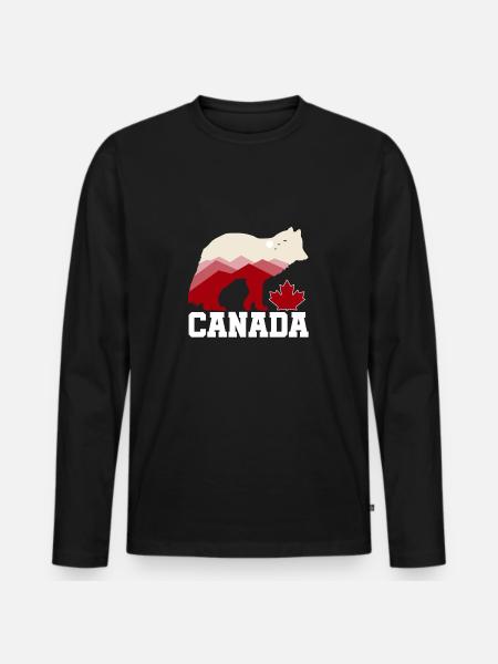 Kanada Grizzly Bär Geschenk Kinder Natur - Premium økologisk langærmet T-shirt til mænd - sort