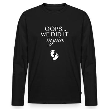 Oops we did it again. Pregnancy Pregnancy - Men's Premium Organic Long Sleeve Shirt - black - Front - Nico (187cm)