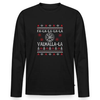 Ugly Christmas Sweater Vegisvisir Valhalla Vikings - Men's Premium Organic Long Sleeve Shirt - black - Front - Nico (187cm)