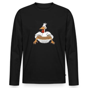 Soupe poulet soupe poulet ragoût cadeau - T-shirt manches longues Premium bio Homme - noir - Devant - Nico (187cm)