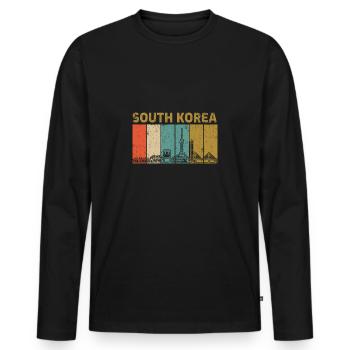 Corée du Sud - T-shirt manches longues Premium bio Homme - noir - Devant - Nico (187cm)