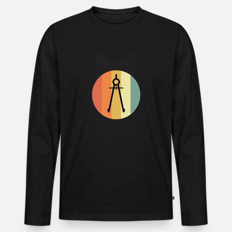 Architekt Zirkel Mathematiker Technisch Geschenk - Männer Premium Bio Langarmshirt - Schwarz