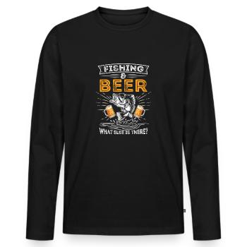 Fishing & Beer what else is there? - Männer Premium Bio Langarmshirt - Schwarz - Vorne - Nico (187cm)