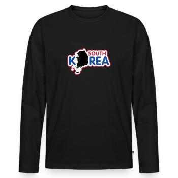 Corée du Nord Corée du Sud drapeau drapeau - T-shirt manches longues Premium bio Homme - noir - Devant - Nico (187cm)