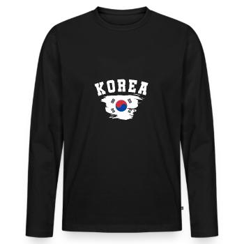 Corée du Nord Corée du Sud cadeau drapeau Asie - T-shirt manches longues Premium bio Homme - noir - Devant - Nico (187cm)
