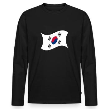 Corée du Nord drapeau Corée cadeau Corée - T-shirt manches longues Premium bio Homme - noir - Devant - Nico (187cm)