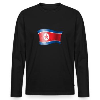 Corée du Nord drapeau cadeau Corée Asie - T-shirt manches longues Premium bio Homme - noir - Devant - Nico (187cm)