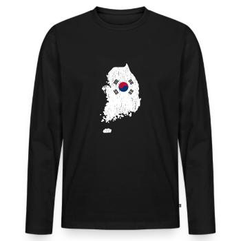 Nordkorea Südkorea Flagge Asien Geschenk - Männer Premium Bio Langarmshirt - Schwarz - Vorne - Nico (187cm)