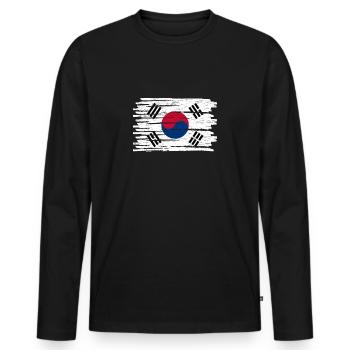 North Korea South Korea Asia gift flag - Men's Premium Organic Long Sleeve Shirt - black - Front - Nico (187cm)