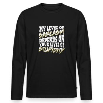 sarcasme - T-shirt manches longues Premium bio Homme - noir - Devant - Nico (187cm)