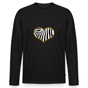 Zebra heart gift stripes Christmas kids - Men's Premium Organic Long Sleeve Shirt - black - Front - Nico (187cm)