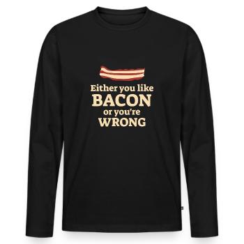 Speck Bacon - Männer Premium Bio Langarmshirt - Schwarz - Vorne - Nico (187cm)