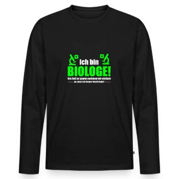 biology - Men's Premium Organic Long Sleeve Shirt - black - Front - Nico (187cm)