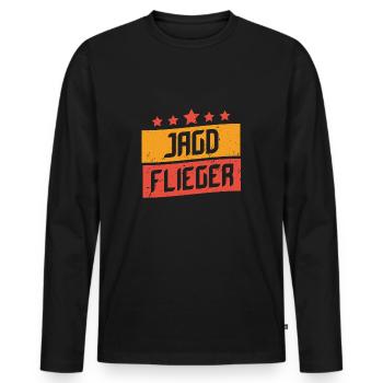 Jagdflieger Pilot Geschenk Weltkrieg Bruchpilot - Männer Premium Bio Langarmshirt - Schwarz - Vorne - Nico (187cm)