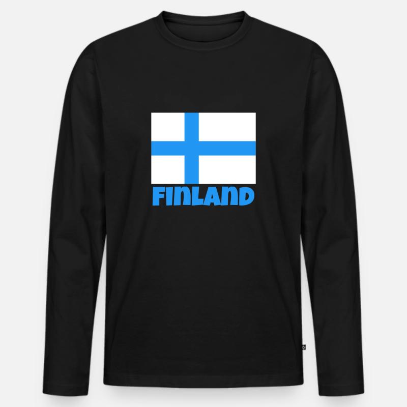 Finnland - Männer Premium Bio Langarmshirt - Schwarz