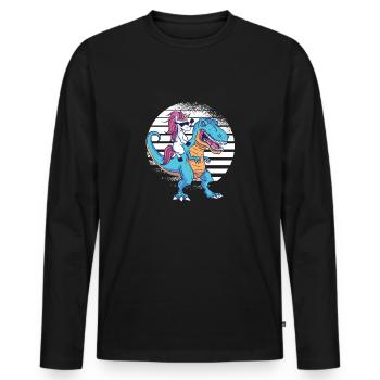 T-Rex Dino Dinosaure Licorne - T-shirt manches longues Premium bio Homme - noir - Devant - Nico (187cm)