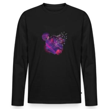 Geometry Shape Space Cube Universe Gift - Men's Premium Organic Long Sleeve Shirt - black - Front - Nico (187cm)
