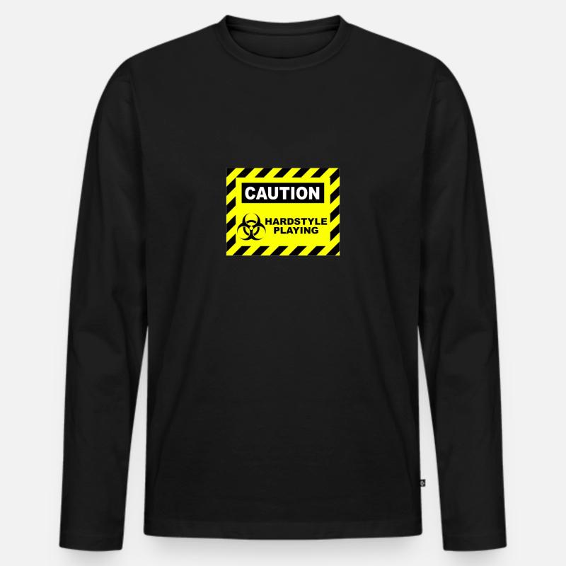Caution Hardstyle Playing - Männer Premium Bio Langarmshirt - Schwarz