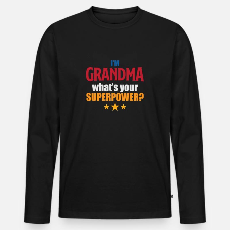 Großmutter Oma mit Superkraft - Männer Premium Bio Langarmshirt - Schwarz
