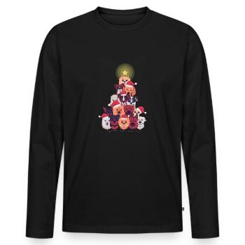 Hunde Weihnachten Hund Weihnachtsbaum - Männer Premium Bio Langarmshirt - Schwarz - Vorne - Nico (187cm)