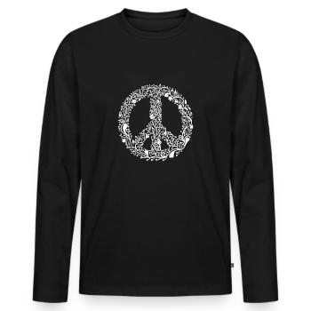 SIGNATURE DE PAIX PAS DE GUERRE - T-shirt manches longues Premium bio Homme - noir - Devant - Nico (187cm)