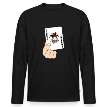 Joker Carte de Poker Carte Carte Cadeau - T-shirt manches longues Premium bio Homme - noir - Devant - Nico (187cm)