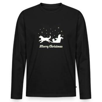 Weihnachten – Weihnachtspullover – Husky - Männer Premium Bio Langarmshirt - Schwarz - Vorne - Nico (187cm)