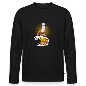 Surfeuse blanche sur le blé de levure arbre avec bretzel - T-shirt manches longues Premium bio Homme - noir - Devant - Nico (187cm)