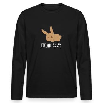 Hase - Hasen – Leporidae - Frechdachs - frech - Männer Premium Bio Langarmshirt - Schwarz - Vorne - Nico (187cm)