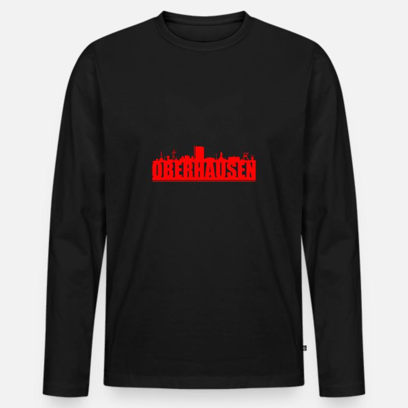 Oberhausen Skyline - Männer Premium Bio Langarmshirt - Schwarz
