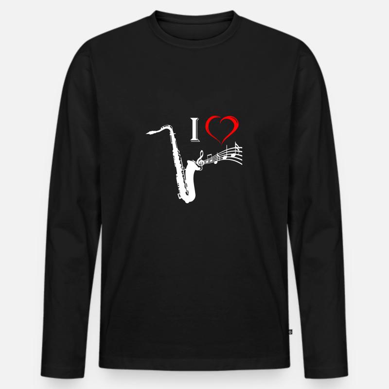 Saxophon - Männer Premium Bio Langarmshirt - Schwarz