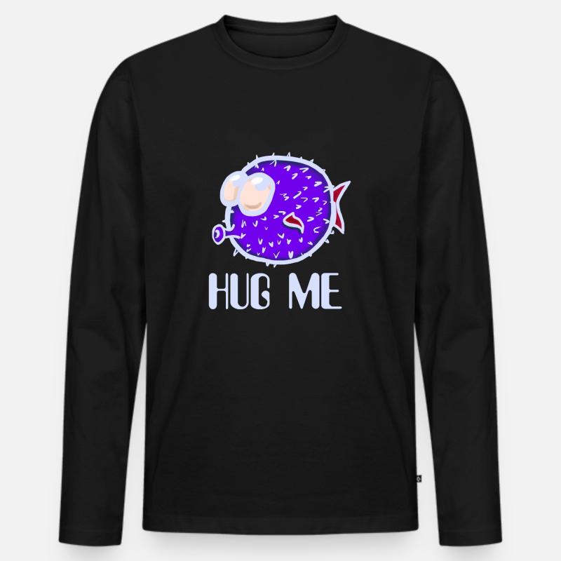 Fisch Kugelfisch Fische - Männer Premium Bio Langarmshirt - Schwarz