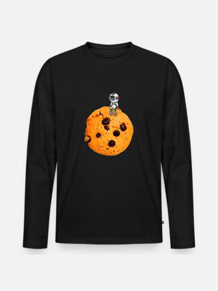 Cookie kiks astronaut ydre rum bagning kage sød - Premium økologisk langærmet T-shirt til mænd - sort