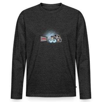 Lustig anti Streaming CD Video Kassetten Geschenk - Männer Premium Bio Langarmshirt - Anthrazit meliert - Vorne - Nico (187cm)