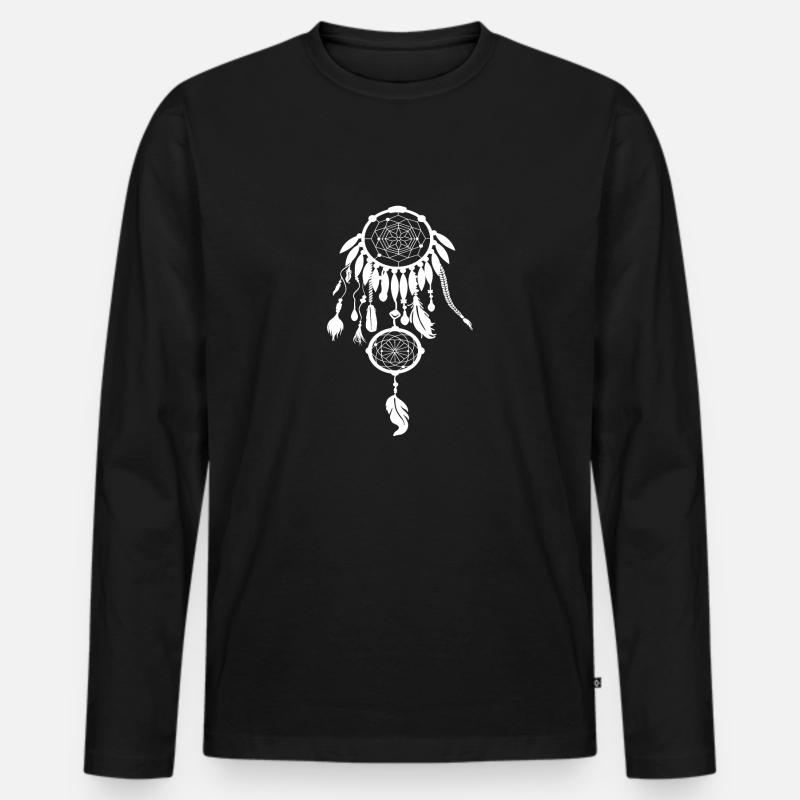 TRAUMFÄNGER INDIAN - Männer Premium Bio Langarmshirt - Schwarz