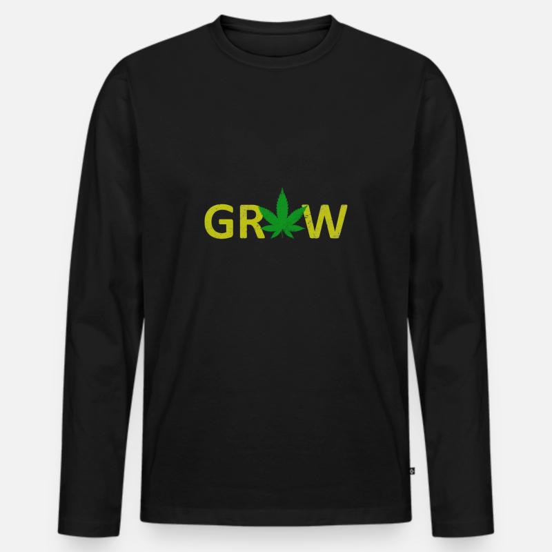 Weed - Grow - Männer Premium Bio Langarmshirt - Schwarz