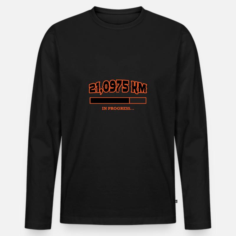 Halbmarathon - Männer Premium Bio Langarmshirt - Schwarz