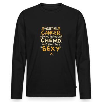Krebs besiegen Spruch Kampf Überleben Geschenk - Männer Premium Bio Langarmshirt - Schwarz - Vorne - Nico (187cm)