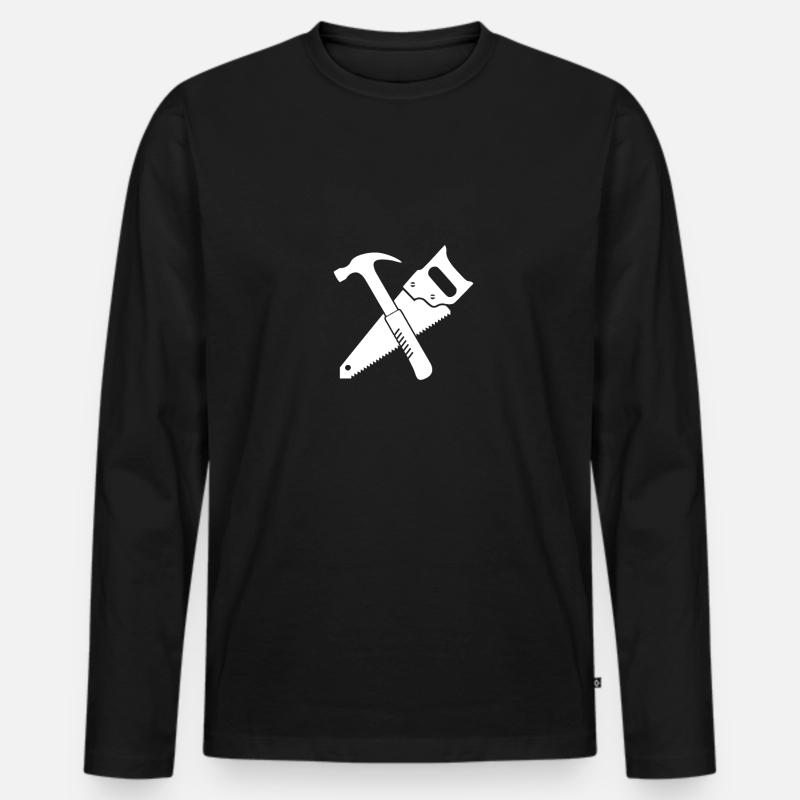 (Hammer) (Puzzle) - Männer Premium Bio Langarmshirt - Schwarz