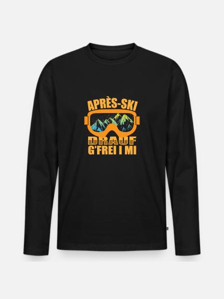 Apres-Ski - Männer Premium Bio Langarmshirt - Schwarz