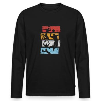 Vintage Retro Volleyball Sport Team Play Geschenk - Männer Premium Bio Langarmshirt - Schwarz - Vorne - Nico (187cm)