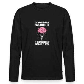 Funny The Mind est comme un cadeau en parachute - T-shirt manches longues Premium bio Homme - noir - Devant - Nico (187cm)