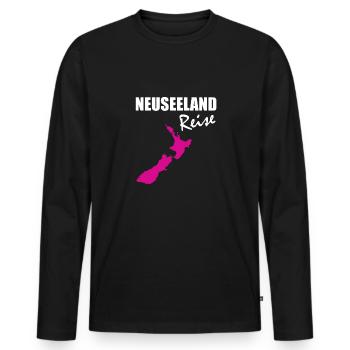 Neuseeland - Männer Premium Bio Langarmshirt - Schwarz - Vorne - Nico (187cm)