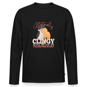Valentine Love Love Hugging Kissing Heart Couple - Men's Premium Organic Long Sleeve Shirt - black - Front - Nico (187cm)