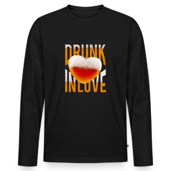 Valentine Love Love Hugging Kissing Heart Couple - Men's Premium Organic Long Sleeve Shirt - black - Front - Nico (187cm)