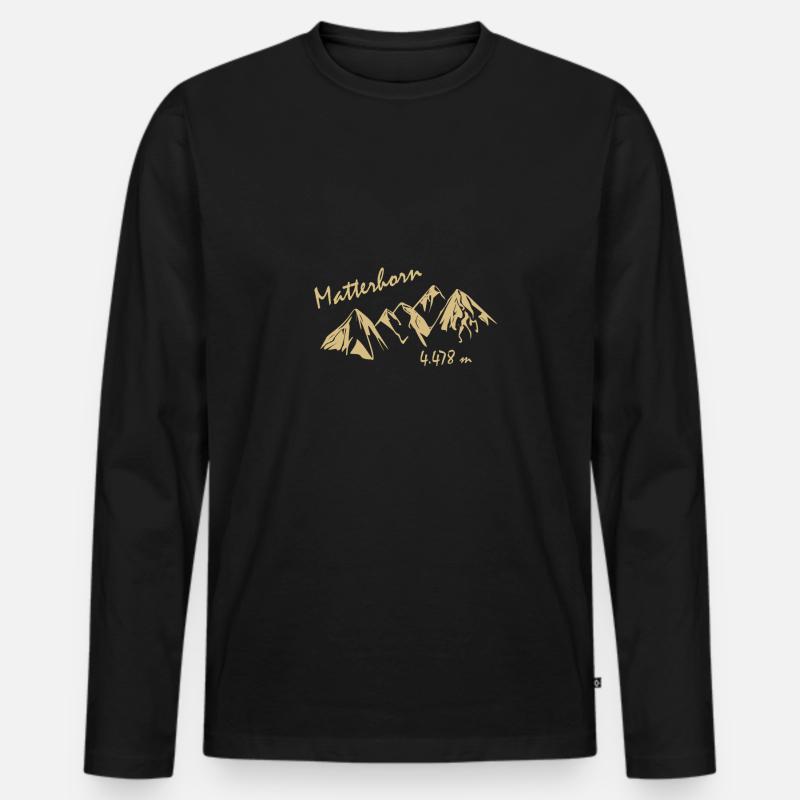 Matterhorn - Männer Premium Bio Langarmshirt - Schwarz