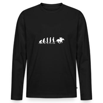 Rider Riding Equestrian Evolution Human Gift - Men's Premium Organic Long Sleeve Shirt - black - Front - Nico (187cm)